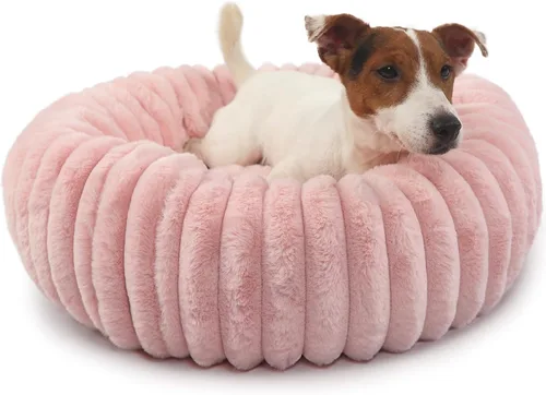 Miniatura 11 de Camas rosadas para cachorros pequeños y gatitos, lavables, suaves y cómodas, cama para perros con lados para gatos de interior, cama redonda