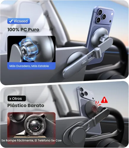 Miniatura 9 de VICSEED Soporte para teléfono Tesla. Potencia magnética más fuerte: soporte plegable oculto para teléfono Tesla compatible con todos los teléfonos