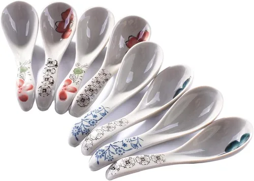 Miniatura 9 de Juego de 4 cucharas de sopa japonesas de cerámica asiática para Wonton Pho