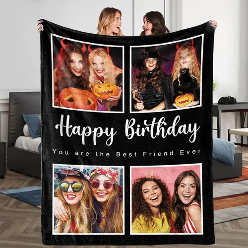 Novgarden Regalos de cumpleaños para mujeres, manta personalizada con imagen, manta de fotos personalizada, ideas de regalos de cumpleaños para mujer