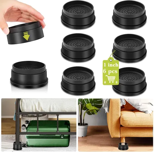 Miniatura 32 de Paquete de 12 elevadores de muebles de 1 pulgada, elevadores de cama ajustables resistentes para mesa, escritorio, sofá, silla, gabinete, marco