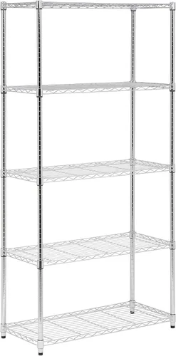 Miniatura 4 de Honey-Can-Do Estantes ajustables de 5 niveles resistentes, estante de almacenamiento de metal con capacidad de 350 lb, cromado, 16 pulgadas de ancho
