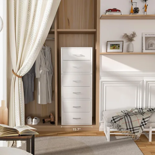 Miniatura 4 de BOLUO Cajones de Almacenamiento Apilables Organizadores de Closet y Almacenamiento de Tela Blanca Cómoda de 2 Cajones para Dormitorio 2 Paquetes