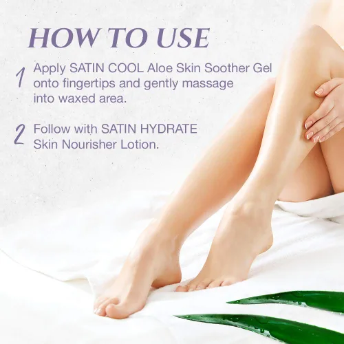 Miniatura 8 de Satin Smooth Waxing Duo: cera de depilación de óxido de zinc y gel calmante para la piel de aloe vera fresco