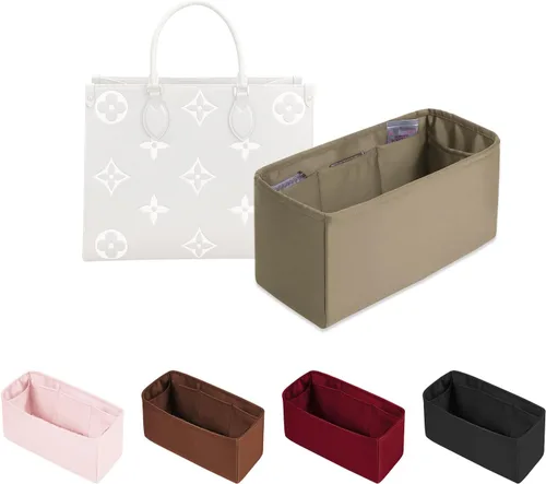 Miniatura 11 de Organizador de bolso para Onthego, inserto de bolsa sedoso, moldeador de bolso ligero para mujer, múltiples bolsillos de material satinado, uso