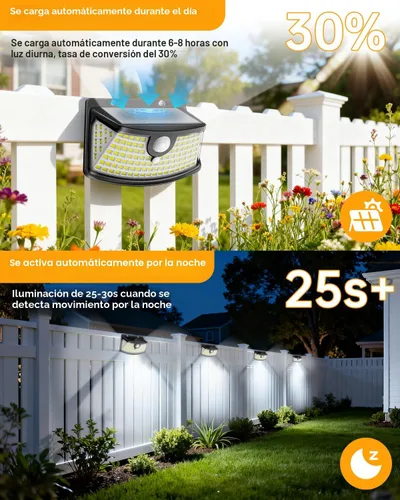 Miniatura 5 de Aootek Luces solares con sensor de movimiento, 120 luces LED con reflector de luces, gran angular de 270°, impermeable IP65, luces de paso