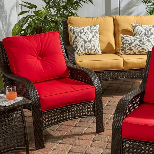 Miniatura 3 de South Pine Porch Jockey Red Sunbrella - Juego de 2 cojines para asiento profundo para exteriores