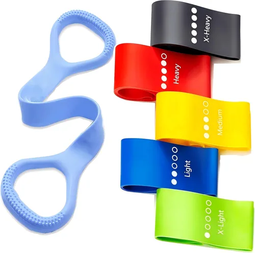 Bandas de resistencia para entrenamiento, paquete de 6 bandas de resistencia para brazos, bandas elásticas de pilates flexibles para terapia física,