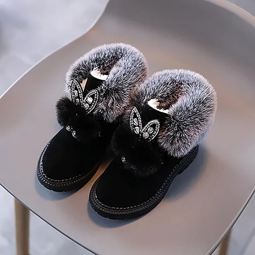 Miniatura 3 de Baby Girls Booties Toddler Snow Boots Infant Winter Warm Princess Shoes Kids Fleece Prewalker Non-Slip Footwear Outdoor