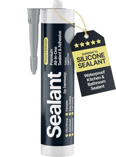 Sellador Adhesivo de Polímero Híbrido Gris Claro para Cocina y Baño 13.1oz Todo en Uno Impermeable Resistente a la Intemperie Pintable Interior