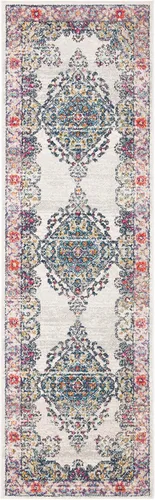 Miniatura 3 de SAFAVIEH Evoke Collection EVK250A - Alfombra de pasillo, 2 pies 2 pulgadas x 7 pies, color crema y fucsia, diseño oriental Shabby chic, no desprende