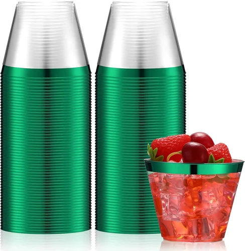 Miniatura 10 de Norme 50 vasos de plástico con borde de 9 onzas, vasos de plástico resistentes, copas de cóctel, vasos para graduación, bodas, fiestas de cumpleaños