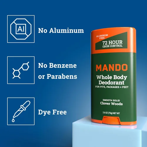 Miniatura 3 de Mando Desodorante para Todo el Cuerpo para Hombres - Barra Sólida Suave - Control de Olor por 72 Horas - Sin Aluminio, Sin Bicarbonato de Sodio