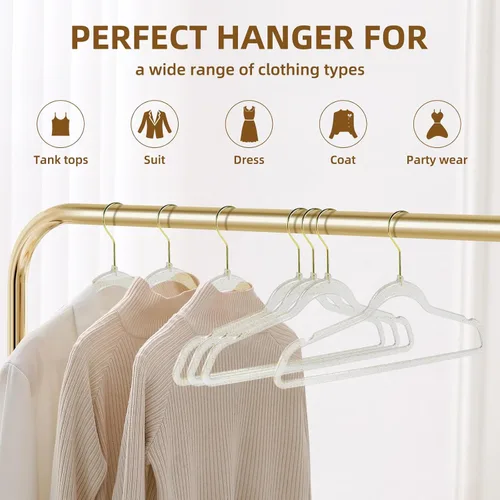 Miniatura 6 de Perchas de plástico transparente – Paquete de 20 perchas antideslizantes para abrigos y ropa con purpurina brillante para bodas – Organización