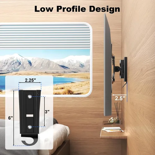 Miniatura 5 de PUTORSEN Soporte de TV RV para televisores de 13 a 43 pulgadas y hasta 44 libras, soporte de pared para RV de liberación rápida con placas de pared