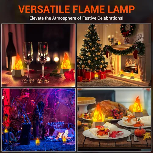 Miniatura 8 de Ollcuz Lámpara de fuego falsa, velas sin llama recargables por USB con llama parpadeante, luz LED de llama de 3 modos para acampar al aire libre