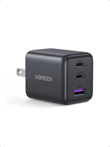 UGREEN Cargador USB C de 30W con 3 puertos, Cargador Compacto GaN II para iPhone con Carga Rápida, Tipo C Adaptador de Corriente para iPhone Negro