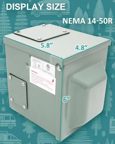 Miniatura 2 de X-Haibei Caja de toma de corriente RV de 50 amperios de 125/250 voltios, NEMA 14-50R con toma de corriente cerrada con cerradura, panel eléctrico