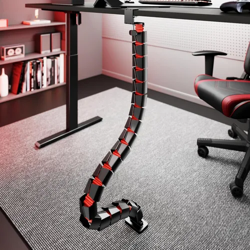 Miniatura 8 de ARES WING Columna de gestión de cables debajo del escritorio, organizador de cables de vértebras con abrazadera para escritorio de pie, organizador