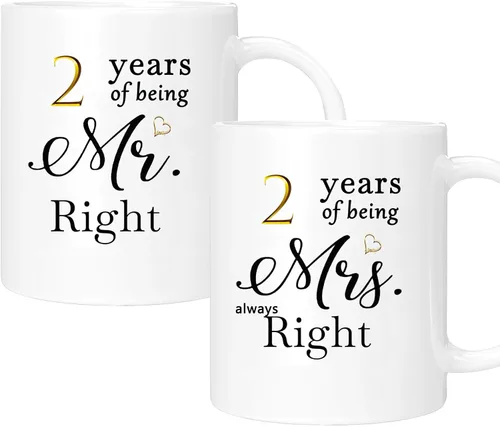Miniatura 32 de Juego de 2 Tazas de Café del 11º Aniversario, Regalos de Boda del 11º Año Decoraciones de Aniversario para Parejas Padres Hombres Mujeres Marido