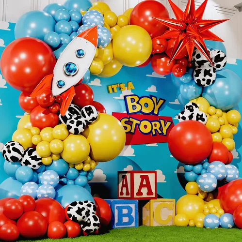 Miniatura 5 de Kit de arco de globos ALL-IN-1 Toy Story para decoración temática de baby shower de It's A Boy Story – Kit de guirnalda de globos Toy Story con Nube