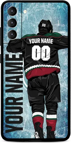 Miniatura 22 de Funda personalizada de hockey sobre hielo con nombre y número para Samsung Galaxy S22 S23 S21+ S20 Ultre S21 FE S10 S8 S9 Plus, silicona líquida