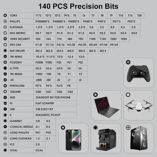 Miniatura 2 de STREBITO Juego de destornilladores de precisión 153 en 1 pequeño juego de destornilladores magnéticos con funda, kit de herramientas de reparación