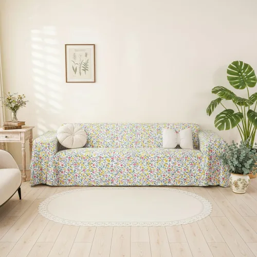 Miniatura 23 de Erosebridal Funda de sofá floral de 71 x 91 pulgadas, diseño de loto, antideslizante, acuarelas, diseño de hojas de flores azules, con pintura