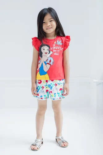 Miniatura 55 de Disney Frozen Moana Princess Tiana - Conjunto de camiseta floral y pantalones cortos de rizo francés para niños pequeños y grandes