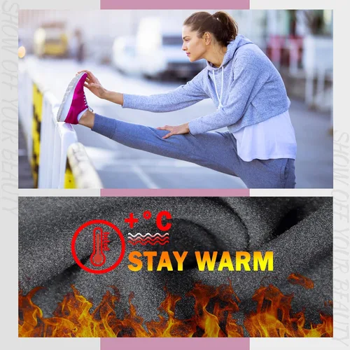 Miniatura 2 de NEW YOUNG Paquete de 3 pantalones deportivos con forro polar para mujer, pantalones deportivos con bolsillos para entrenamiento, yoga
