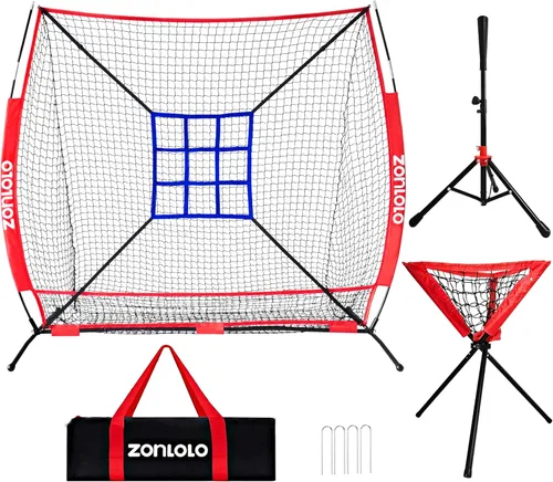 ZONLOLO Red portátil de béisbol y sóftbol de 6 x 6 pies para pegar, lanzar, batear y lanzar, con marco de arco resistente, camiseta de bateo,