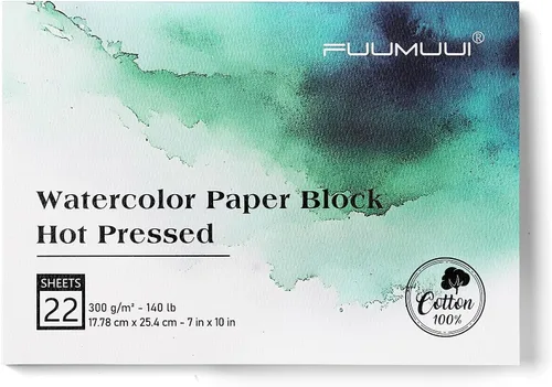 Miniatura 11 de Bloc de Papel de Acuarela, Fuumuui 5.5 x 8.5 pulgadas Papel 100% Algodón (20 Hojas, 140lb/300g), Encuadernado en Espiral para Pintar, Dibujar