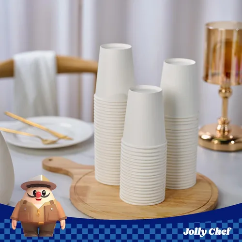 Miniatura 7 de JOLLY CHEF Paquete de 400 tazas de papel para café de 8 onzas, tazas de papel para bebidas blancas para café, agua, jugo o té, adecuadas
