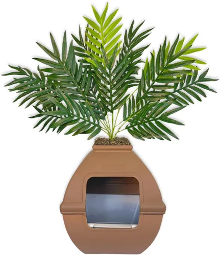 Miniatura 21 de Good Pet Stuff Caja de arena oculta para gatos con planta artificial, maceta redonda decorativa, filtro de carbón con ventilación para control
