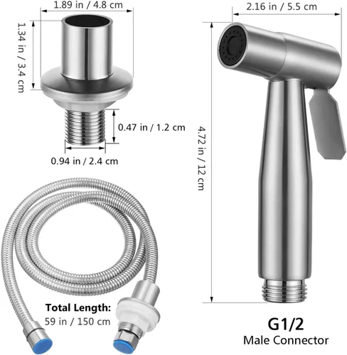 Miniatura 2 de Reemplazo del rociador de fregadero de cocina de acero inoxidable, cabezal rociador extraíble con manguera de 1.5 M, diámetro de interfaz de 1/2