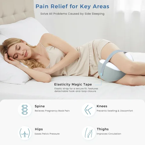 Miniatura 5 de Almohada de rodilla para dormir de lado, almohada de piernas para dormir de lado, alivio del dolor de cadera, ciática y espalda baja, con espuma Gris