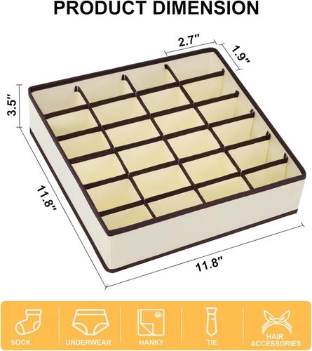 Miniatura 2 de Paquete de 4 organizadores de calcetines, divisor grande para cajones de calcetines, almacenamiento de ropa interior, 24 celdas, organizadores
