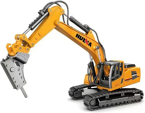 Miniatura 4 de Gemini & Genius - Excavadora de taladro resistente para obras de construcción, juguetes de vehículos a escala 1:60, excavadora y perforadora