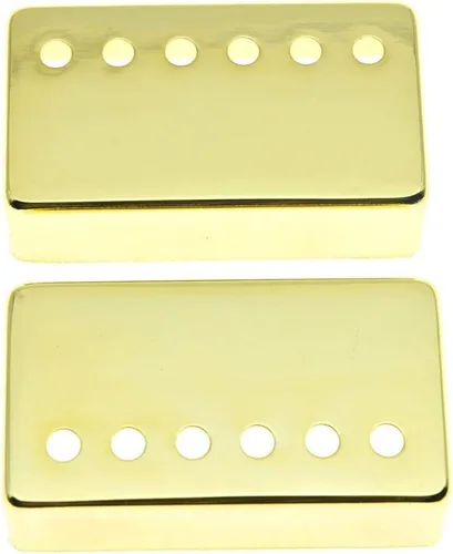 KAISH Humbucker - Juego de 2 cubiertas de pastilla de guitarra Humbucker de latón 1.937 in/2.047 in cubierta de pastilla espaciado de poste dorado