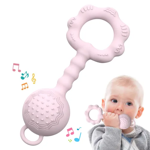 Miniatura 12 de Mordedores para bebés de 6 a 12 meses, sonajeros para bebés de 0 a 6 meses, sonajero 2 en 1 y juguete mordedor para calmar las encías doloridas