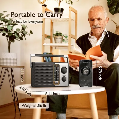 Miniatura 7 de Yewrich Radio AM FM con la mejor recepción, radios transistores portátiles que funcionan con pilas, conector para auriculares, alimentación de CA