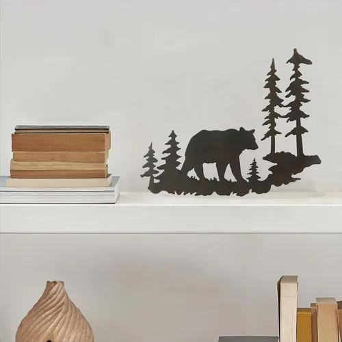 Miniatura 7 de Young's Inc. Oso de metal cortado con láser, 20 x 16 pulgadas, decoraciones de oso para el hogar, decoración de cabina