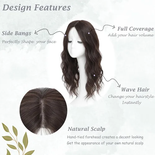 Miniatura 2 de forfeels Toppers de pelo sintético para mujer, fibra de proteína, 20 pulgadas, piezas de cabello para mujer, color marrón, resuelven mujeres