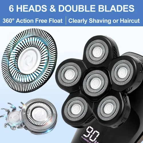 Miniatura 6 de Afeitadoras de cabeza para hombres calvos, afeitadoras de cabeza para hombres calvos, maquinilla de afeitar eléctrica 5 en 1 para hombres