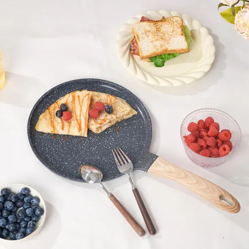 Miniatura 6 de JEETEE Sartén para Crepas Antiadherente, Sartén Parrilla Comales Para Tortillas de 9.5 Pulgadas para Estufa, Sartén Plana para Panqueques Dosa Tawa
