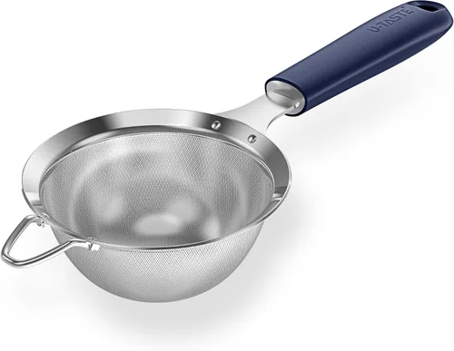 Miniatura 17 de Colador de malla de acero inoxidable 18/8: U-Taste Colador de alimentos de malla fina de cocina de 3.9 pulgadas con mango de silicona resistente (4)