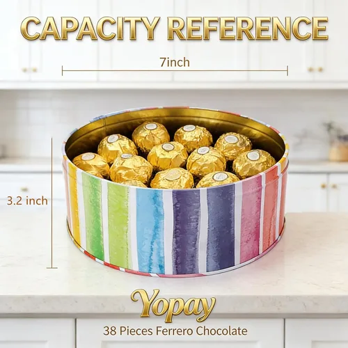 Miniatura 2 de Yopay Paquete de 3 latas de galletas, latas redondas de regalo para hornear pasteles para almacenar pasteles, suministros de manualidades, Pascua