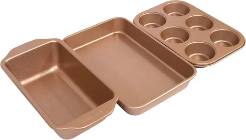 Miniatura 4 de casaWare Juego de 3 piezas de horno tostador (granito oro rosa)