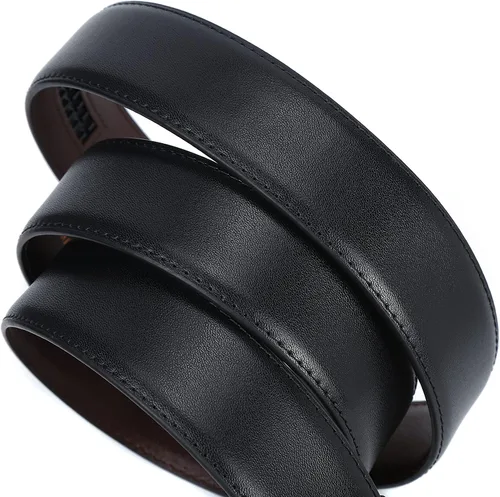 Miniatura 5 de iCuviy Cinturones de vestir de cuero genuino con trinquete deslizante para hombres, adecuados para el trabajo, negocios, cinturón de hebilla