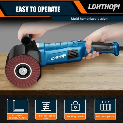 Miniatura 5 de LDHTHOPI Máquina de pulido y lustrado de 1800W, pulidor eléctrico de acero inoxidable de mano de 110V, 8 velocidades variables, 3100RPM para metal